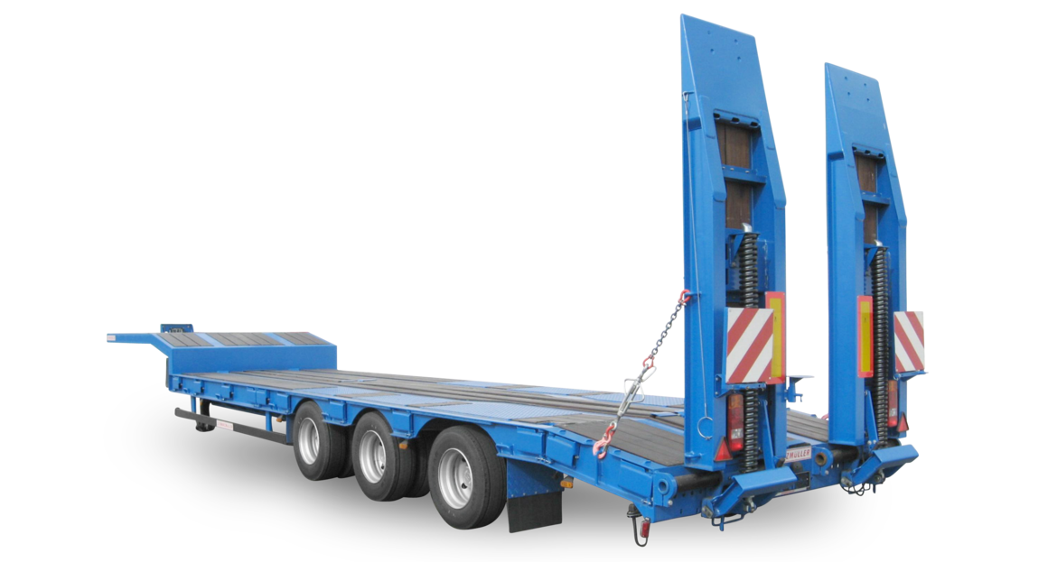 3 axle low loader semitrailer with offset platform schwarzmüller