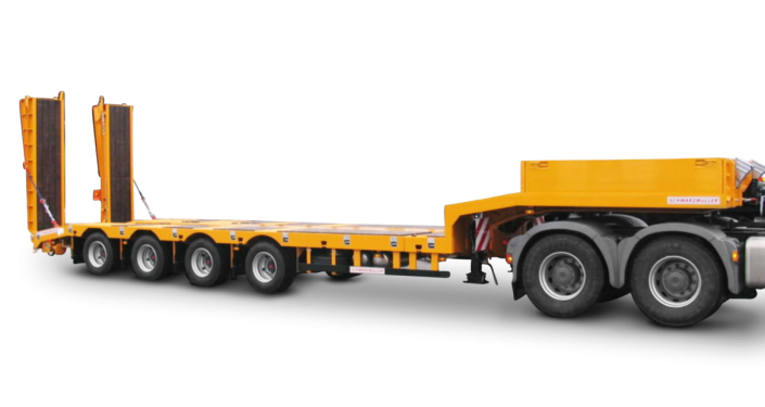 4-Achs-Tiefladesattelanhänger mit gekröpftem Plateau - verstärkt - ausziehbar